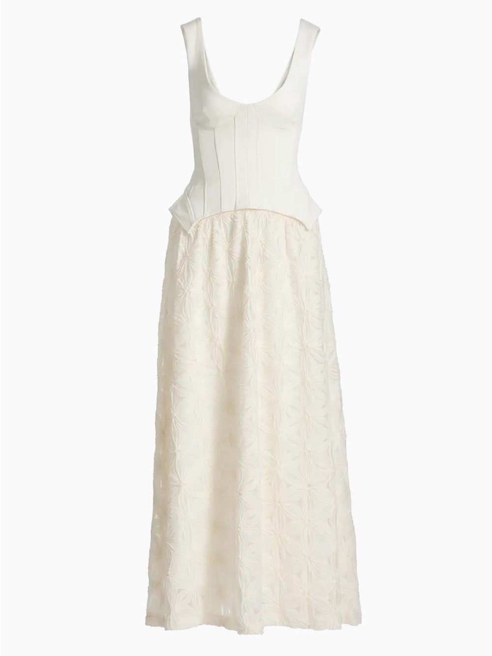 Simkhai Bryony Ivory Corset Top Dress with Textured Skirt